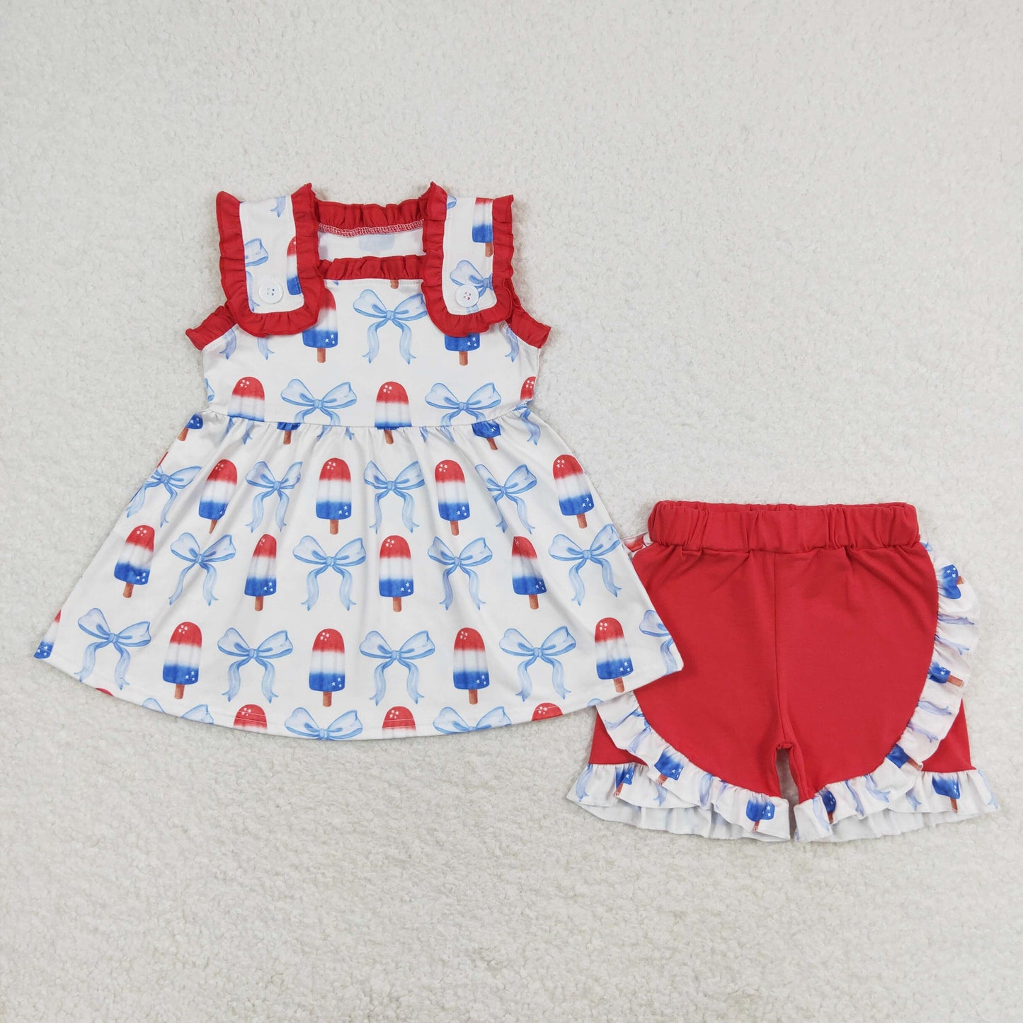 GSSO1152 Sleeveless popsicle bow girls 4th of july outfits