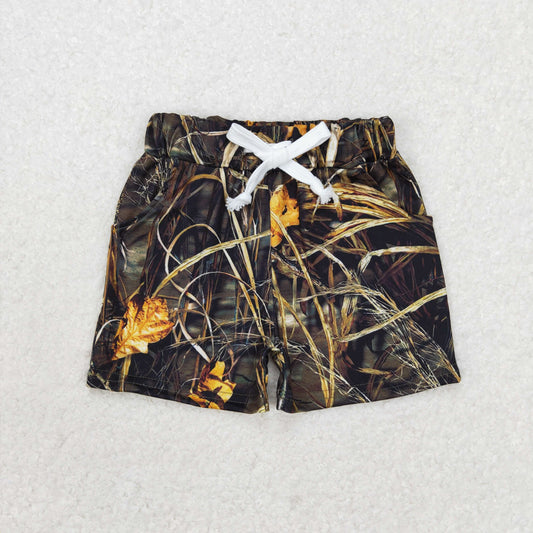 SS0280 Camo leaves pockets baby boy shorts