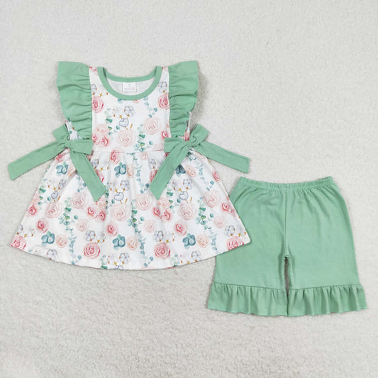 GSSO1004 Girls Floral Green Outfits