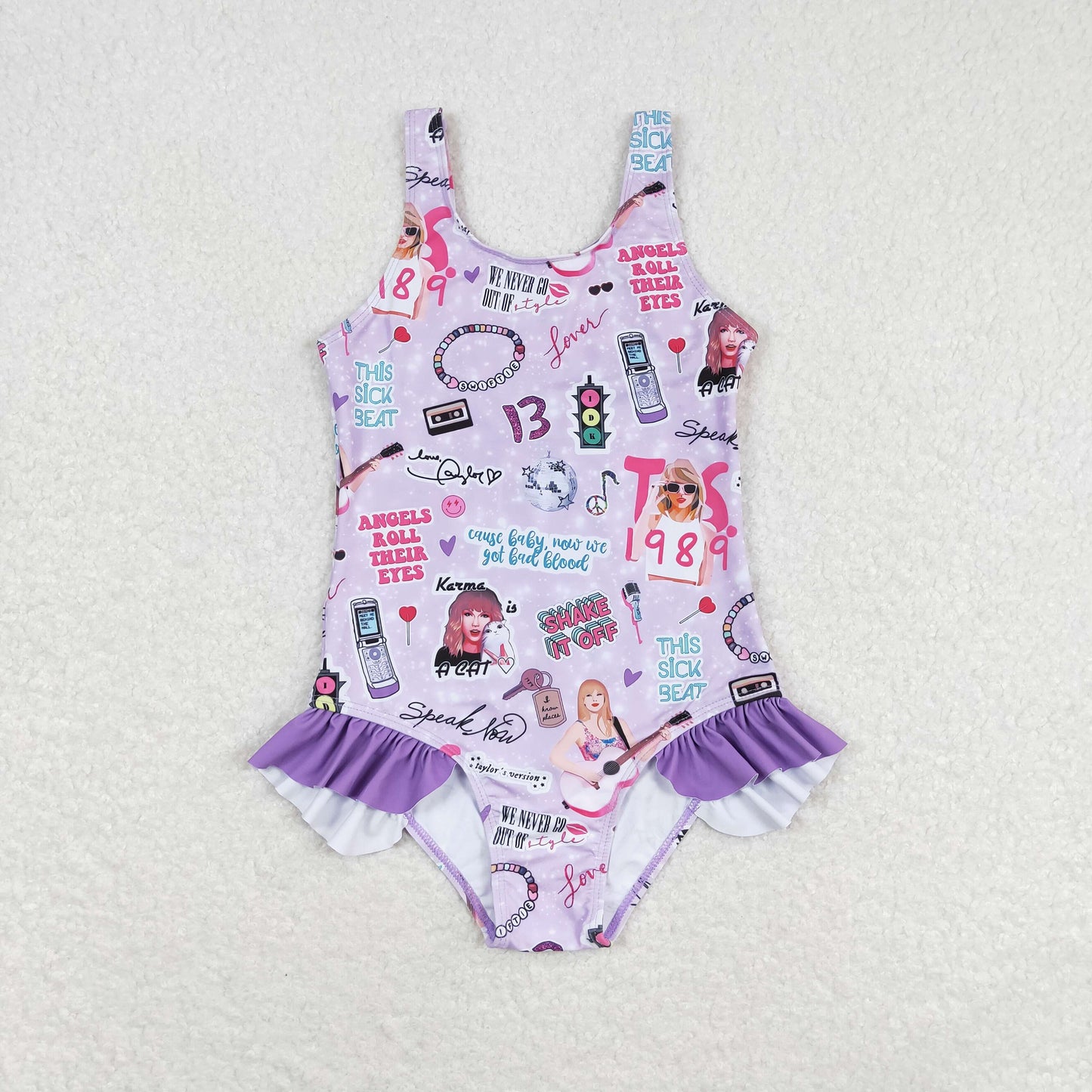 S0388 Girls Singer Bathing Suit 1pcs