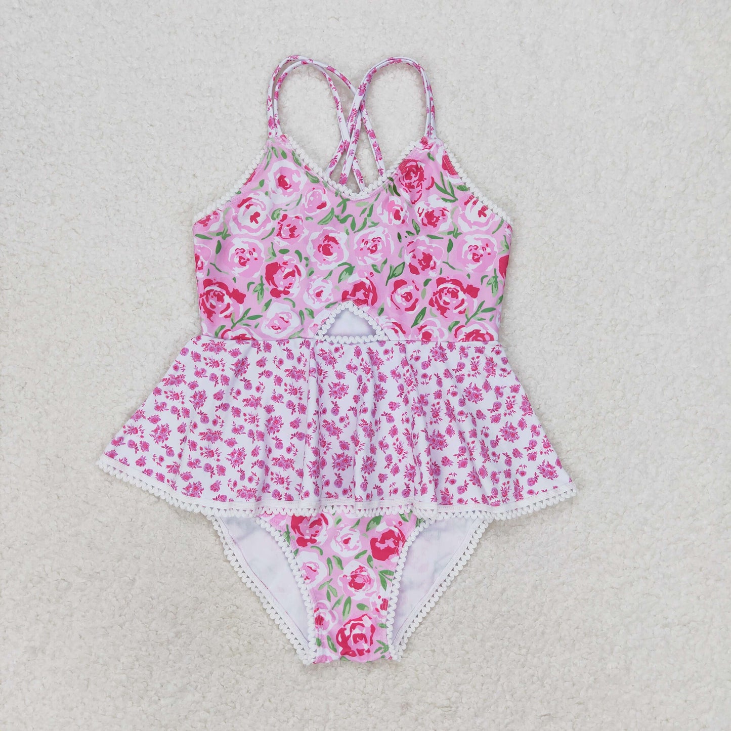 S0247 Girls Floral Bathing Suit 1pcs