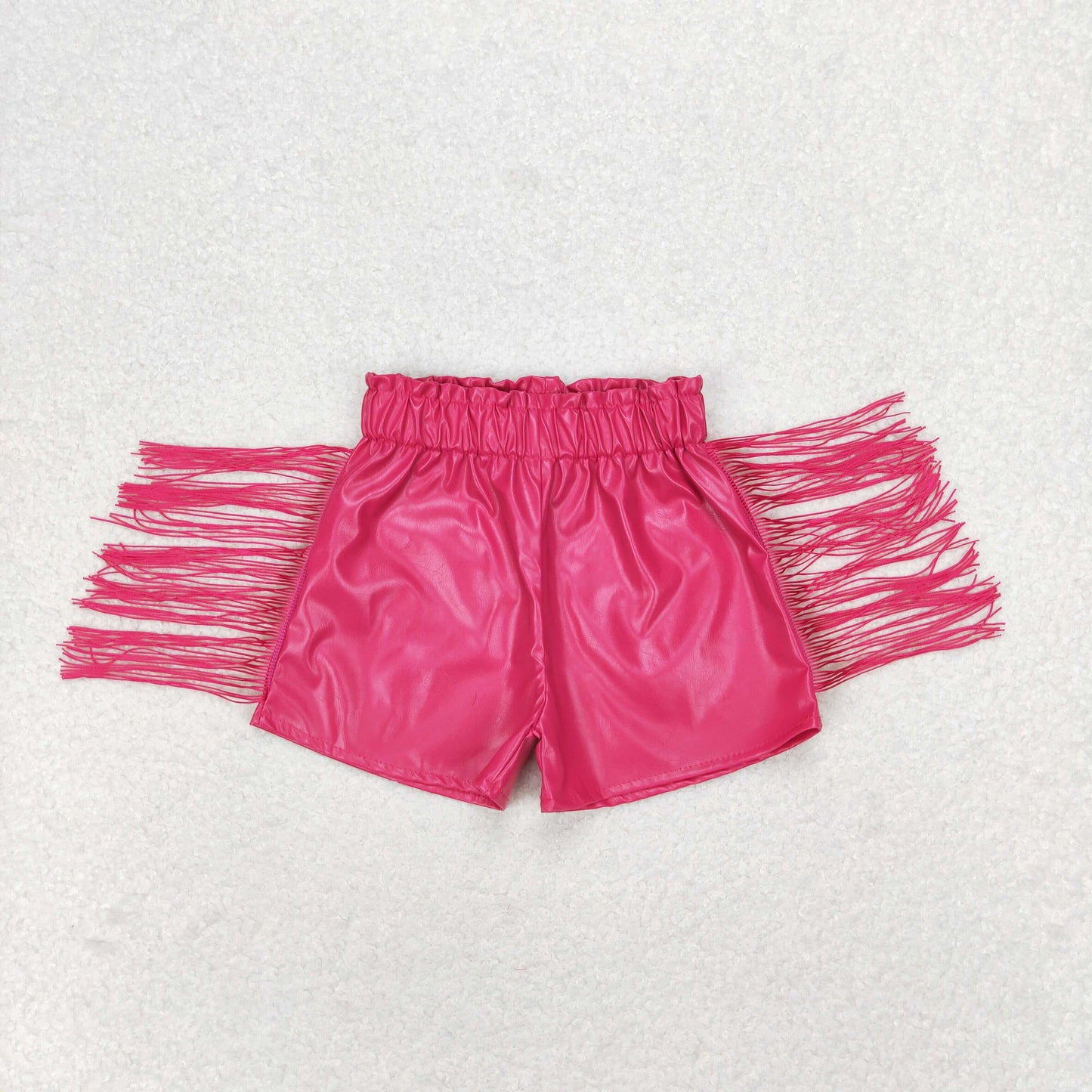 SS0223 Girls hot pink Leather Shorts