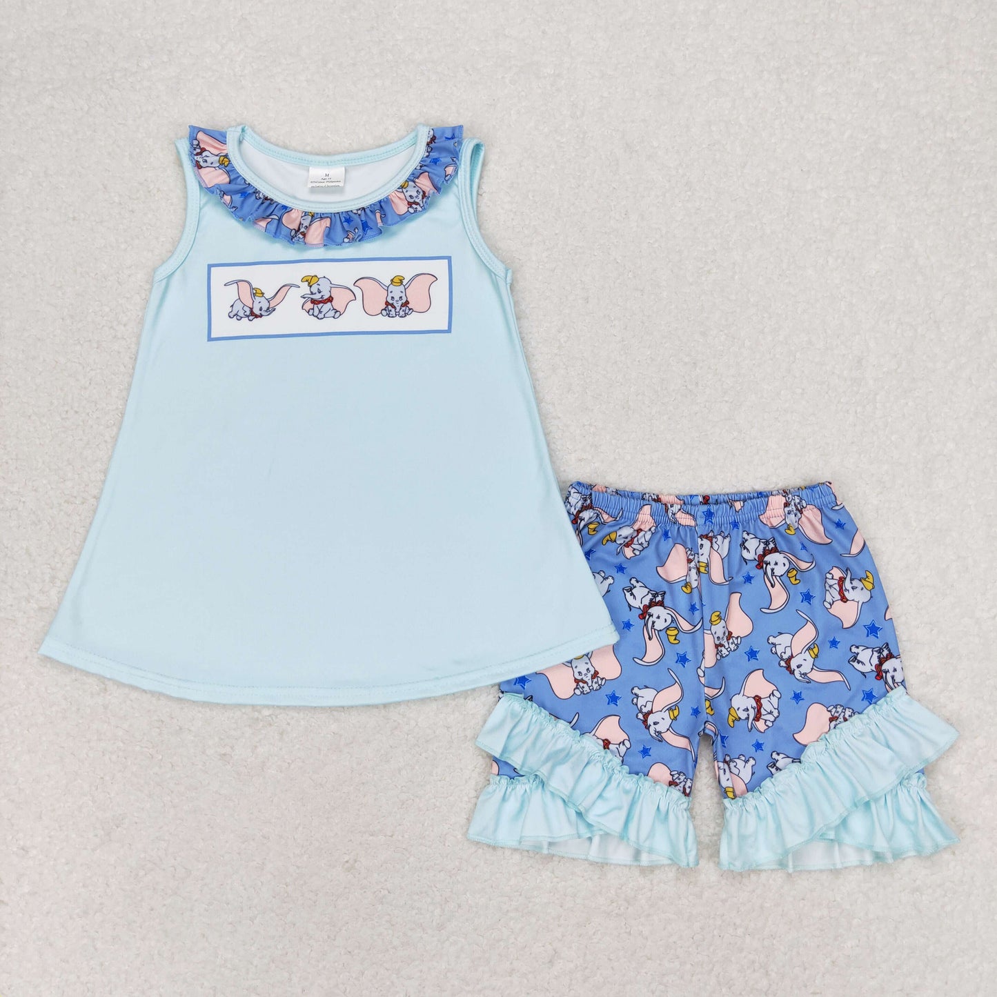 GSSO1203 Sleeveless elephant tunic shorts girls summer clothing