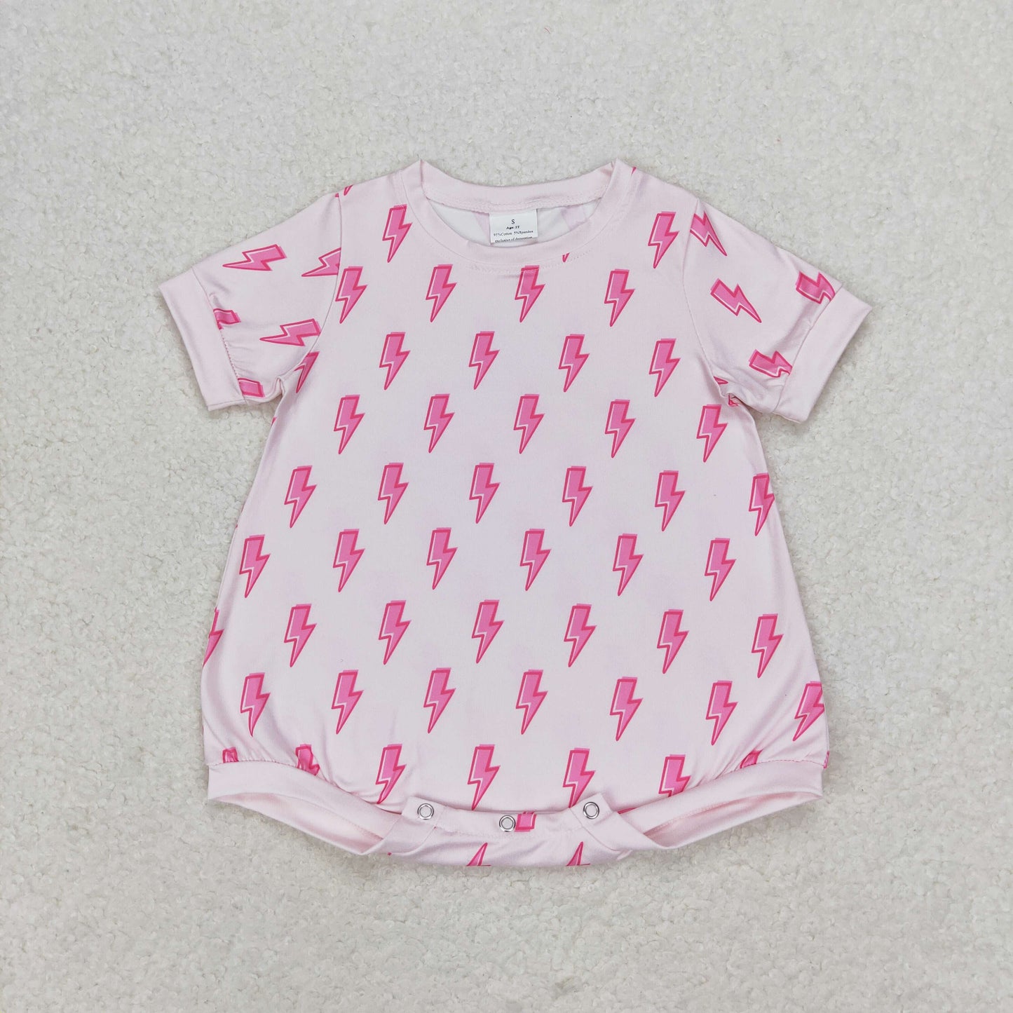 SR1557 Short sleeves pink thunder print baby girls romper