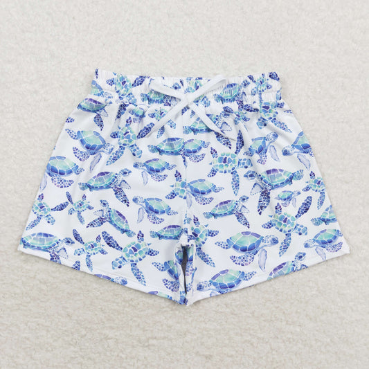 S0431 Turtle print kids boys summer swim shorts