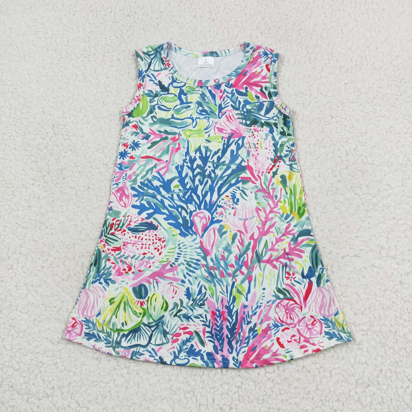 GSD1139 Sleeveless watercolor pockets baby girls summer dress