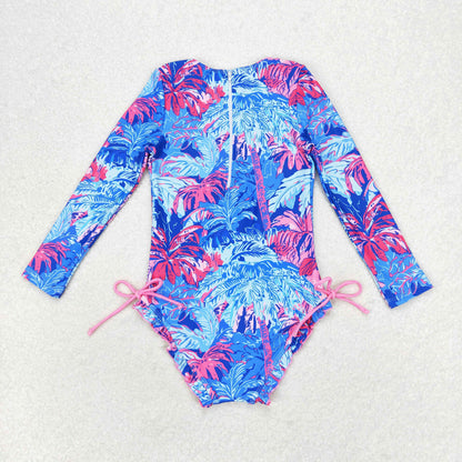 S0377 Girls Floral Bathing Suit 1pcs