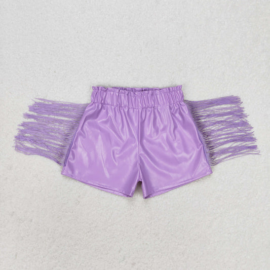 SS0251 Girls Purple Leather Shorts