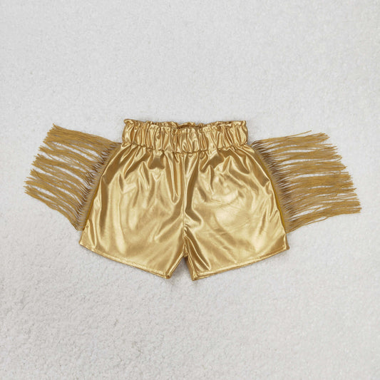 SS0242 Girls golden Leather Shorts