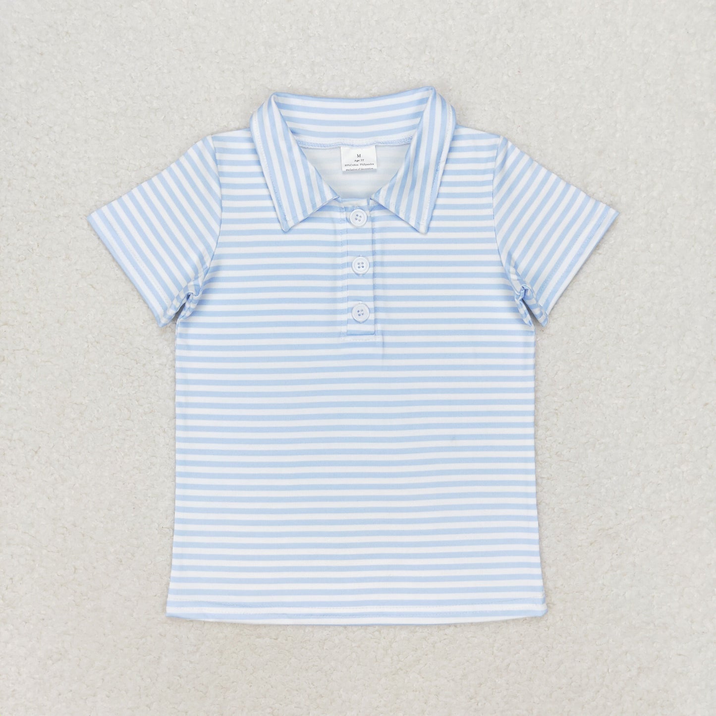 BT0653 Short sleeves light blue stripe kids boys polo shirt