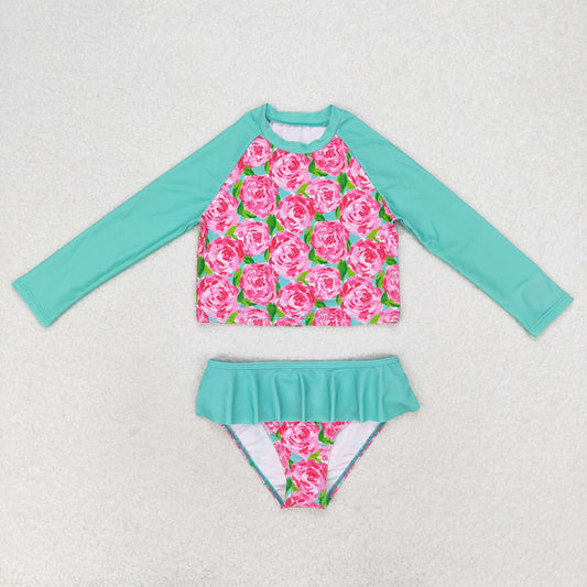 S0260 Girls Floral Bathing Suit 2pcs