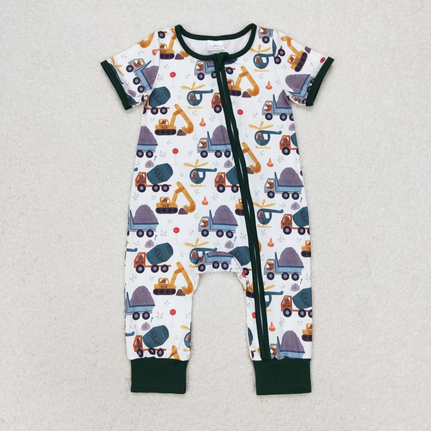 SR0850 Baby Boys dig Zipper Rompers