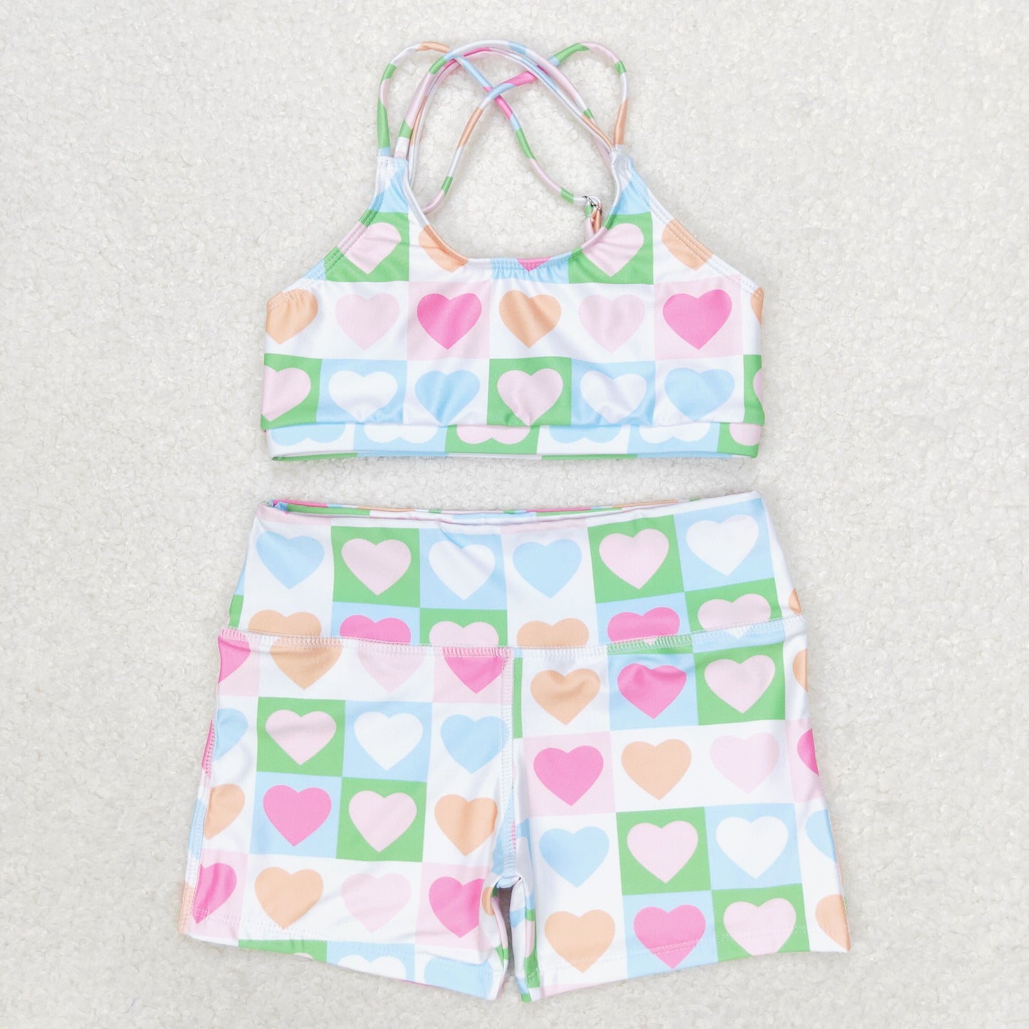 S0373 Girls love heart Bathing Suit 2pcs