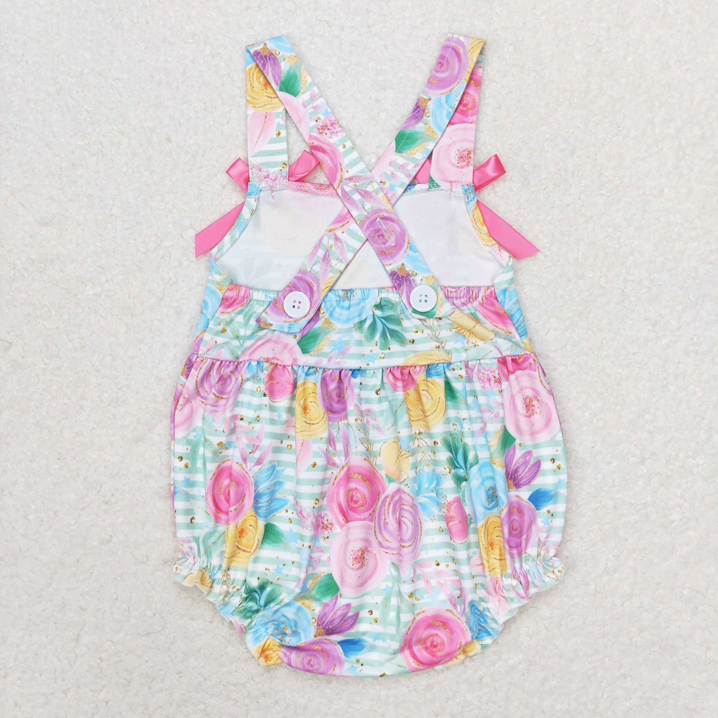 SR1424 Baby Girls Pink Floral Bubble