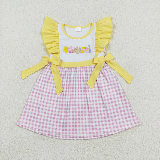 GSD0600 Girls beach yellow embroidery Dress