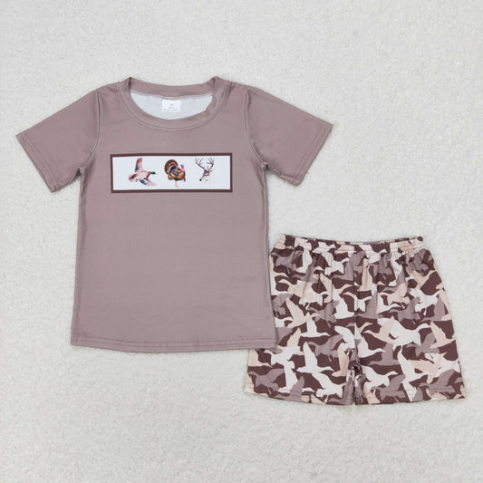 BSSO0953 Duck pheasant deer top camo shorts boys clothes