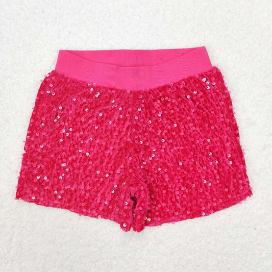 SS0351 Girls hot Pink Sequin Shorts