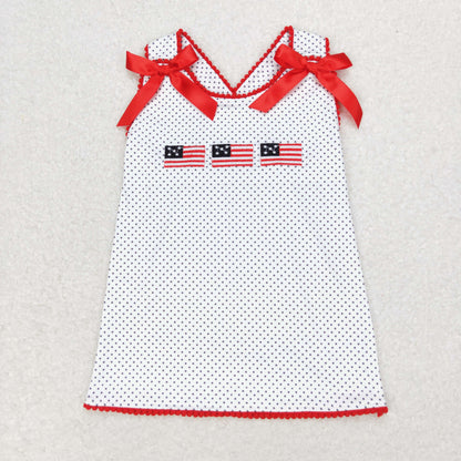 GT0599 Girls red flag T-shirt Embroidery