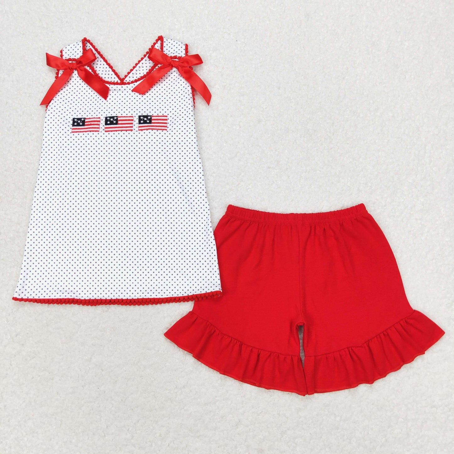 GSSO1414 Girls Flag Red Outfits embroidery