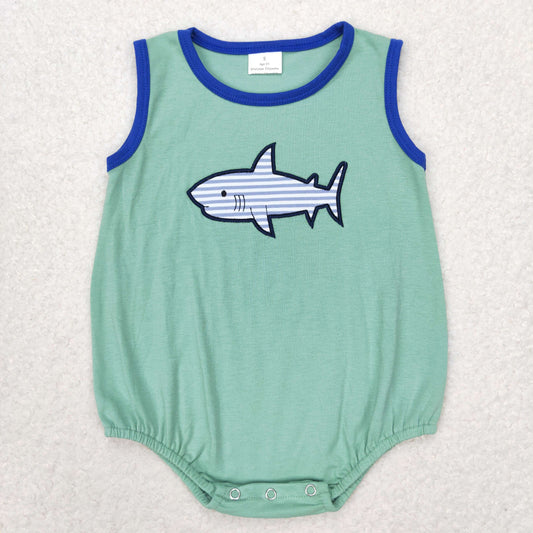 SR1590 Sleeveless fish baby boy summer romper embroidery