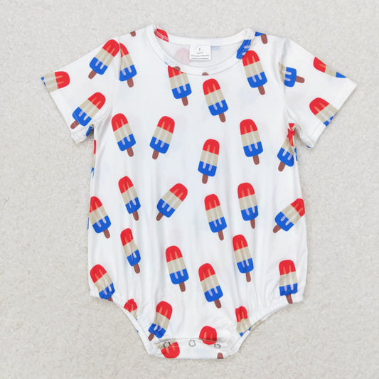 SR1736 White popsicle baby boys 4th of july romper