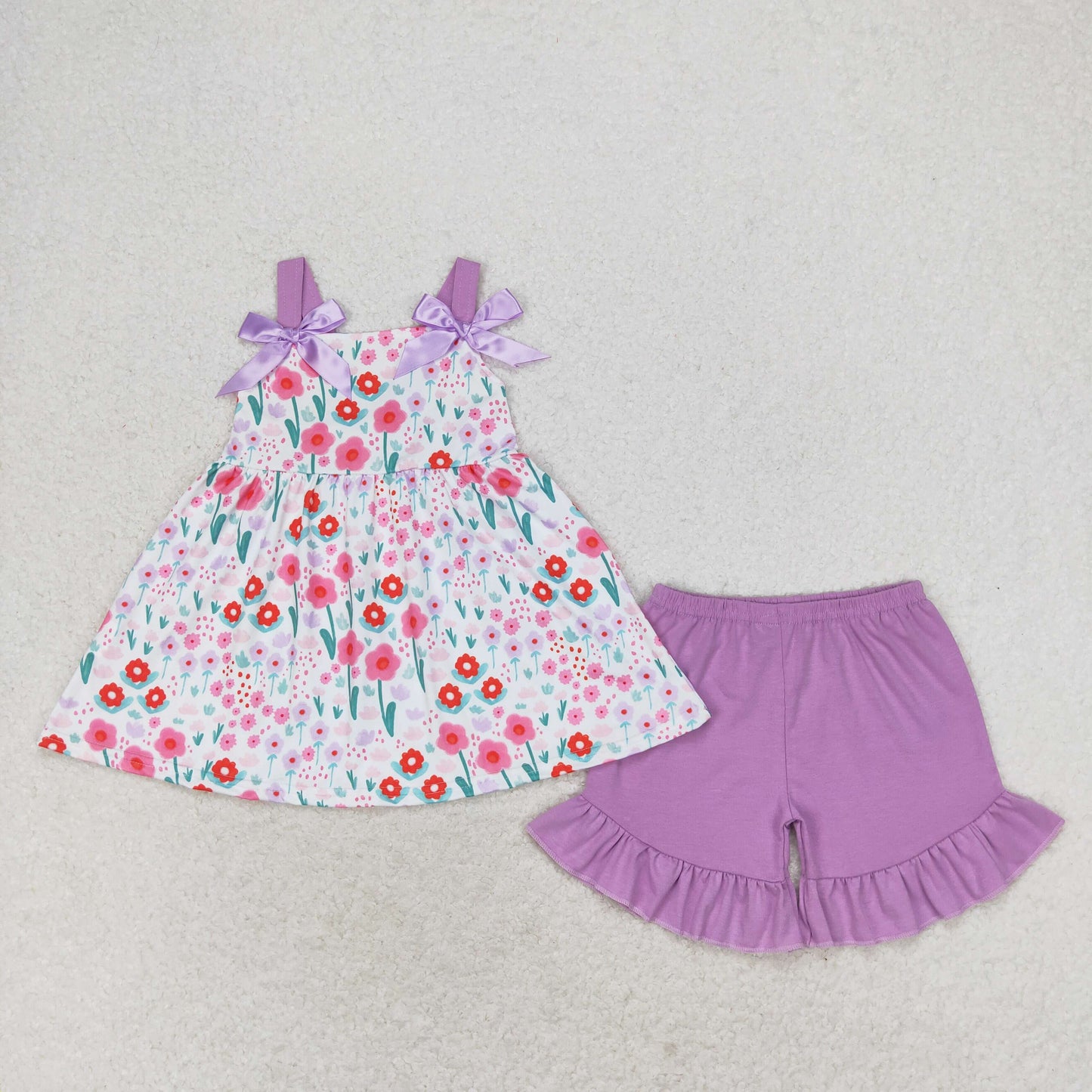 GSSO0992 Girls Purple Floral Outfits