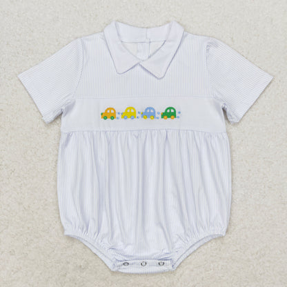 SR1077 baby boy embroidery cars summer Bubbles