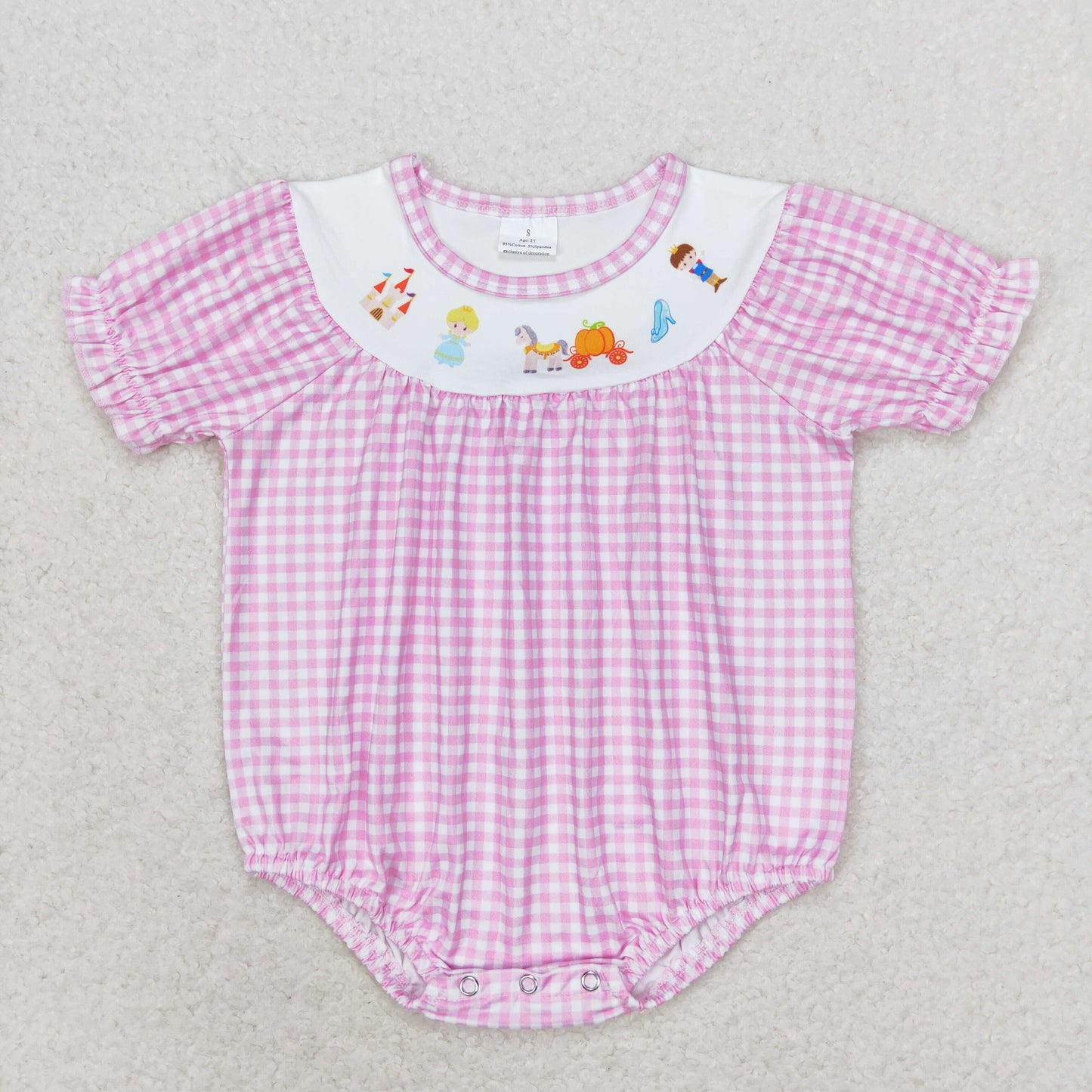 SR1692 Plaid pumpkin carriage princess baby girls fall romper