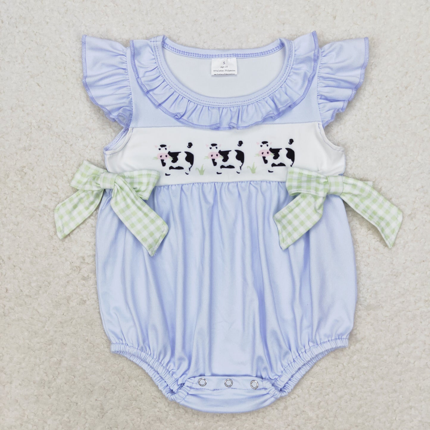 SR1696 Flutter sleeves cow baby girl summer romper