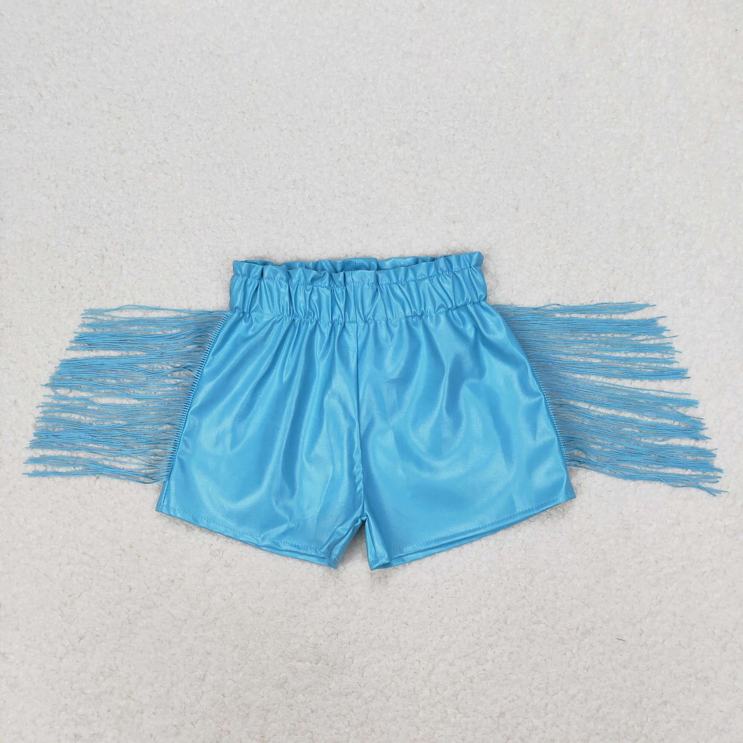 SS0241 Girls Blue Leather Shorts