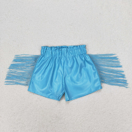 SS0241 Girls Blue Leather Shorts