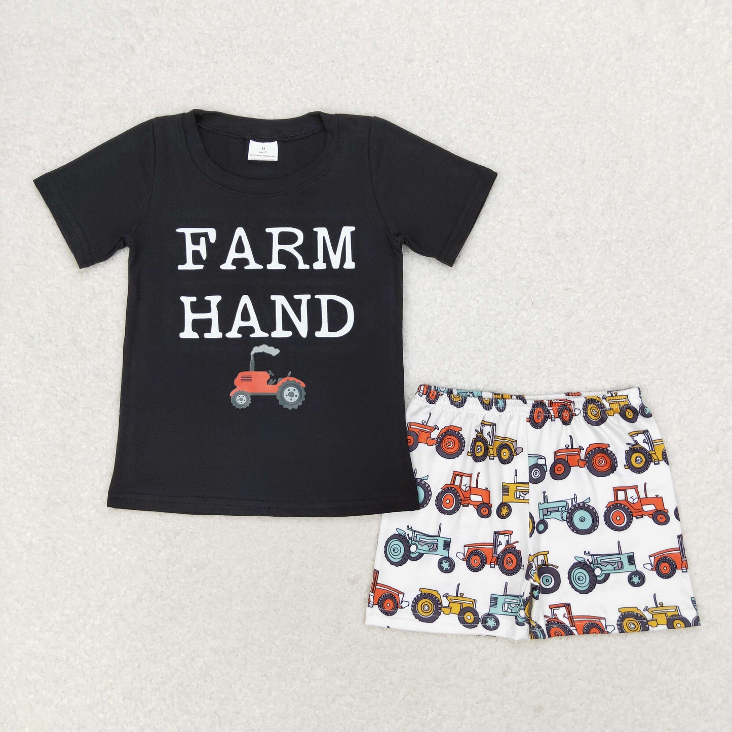 BSSO0942 Short sleeves farm tractor kids boys clothes VINYL