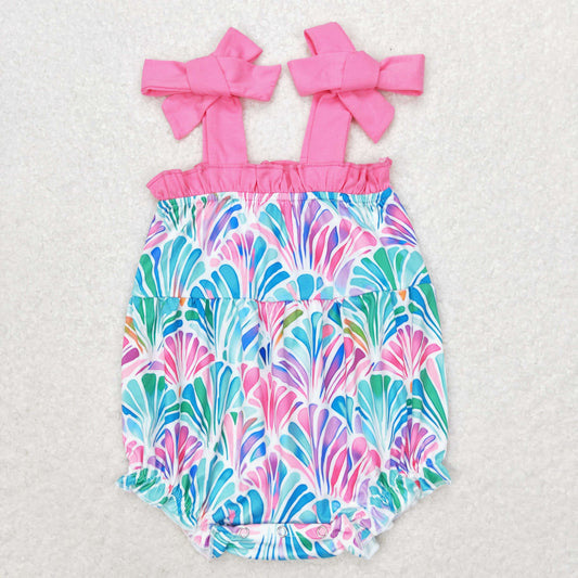 SR1555 Straps watercolor shell baby girls summer romper