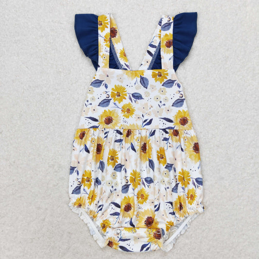 SR1422 Baby Girls Yellow Floral Bubble