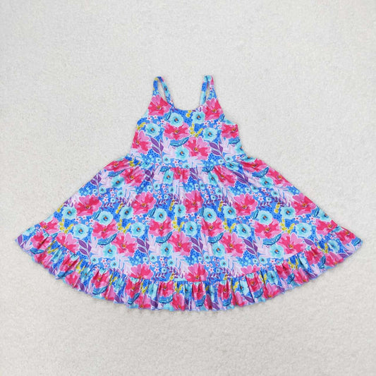 GSD1226 Straps floral ruffle baby girls summer dresses