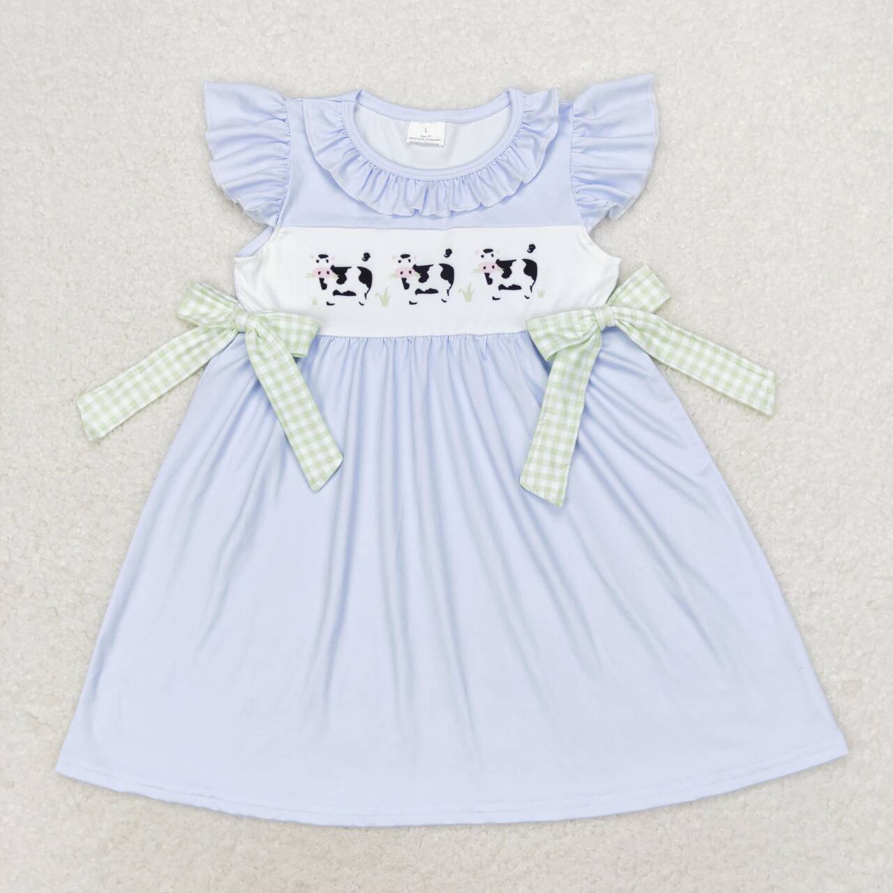 GSD1252 Flutter sleeves cows kids girls summer dress