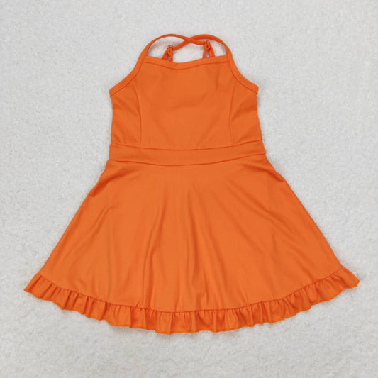 S0442 Girls orange Bathing Suit 1pcs