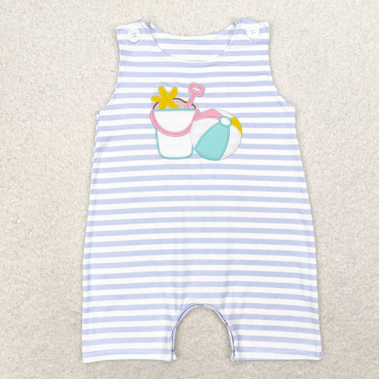 SR1517 Sleeveless stripe ball baby boy summer beach romper embroidery