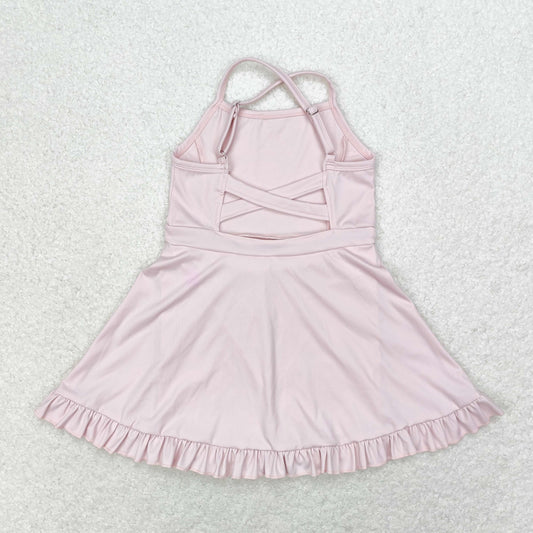 S0443 Girls pink Bathing Suit 1pcs