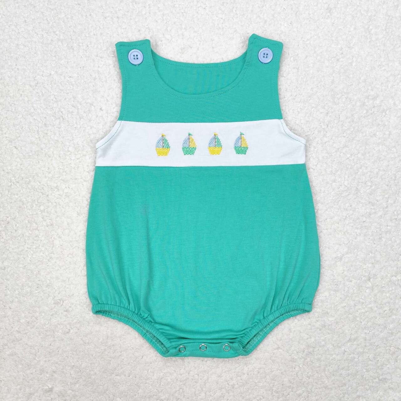 SR1581 Sleeveless boat baby boy summer romper embroidery