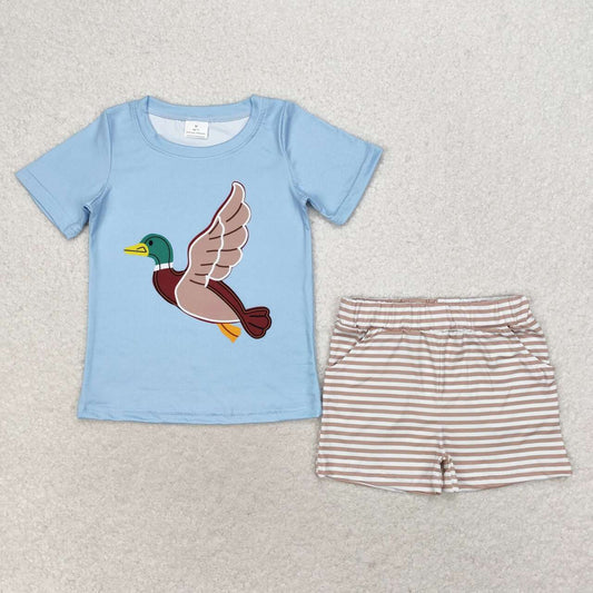 BSSO0970 Baby boys blue outfits brown shorts