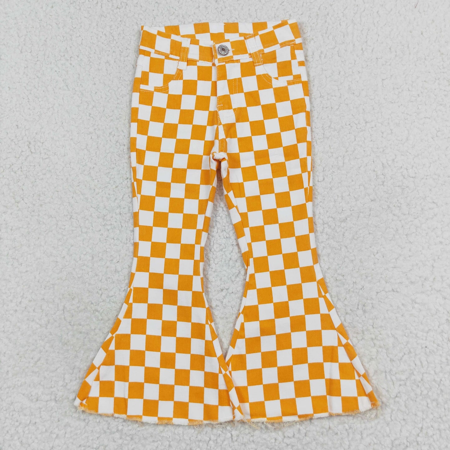 P0468 Girls orange checked Jeans