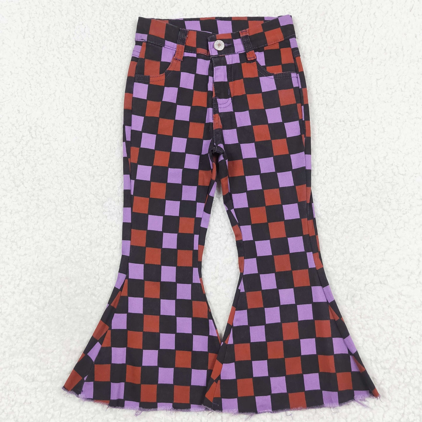 P0471 Girls Purple checked Jeans