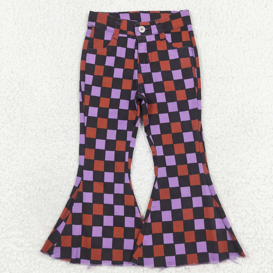 P0471 Girls Purple checked Jeans