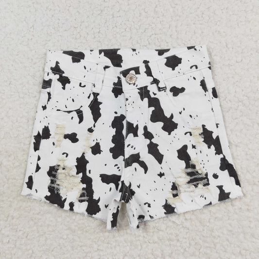 SS0332 Girls black cow Denim Shorts