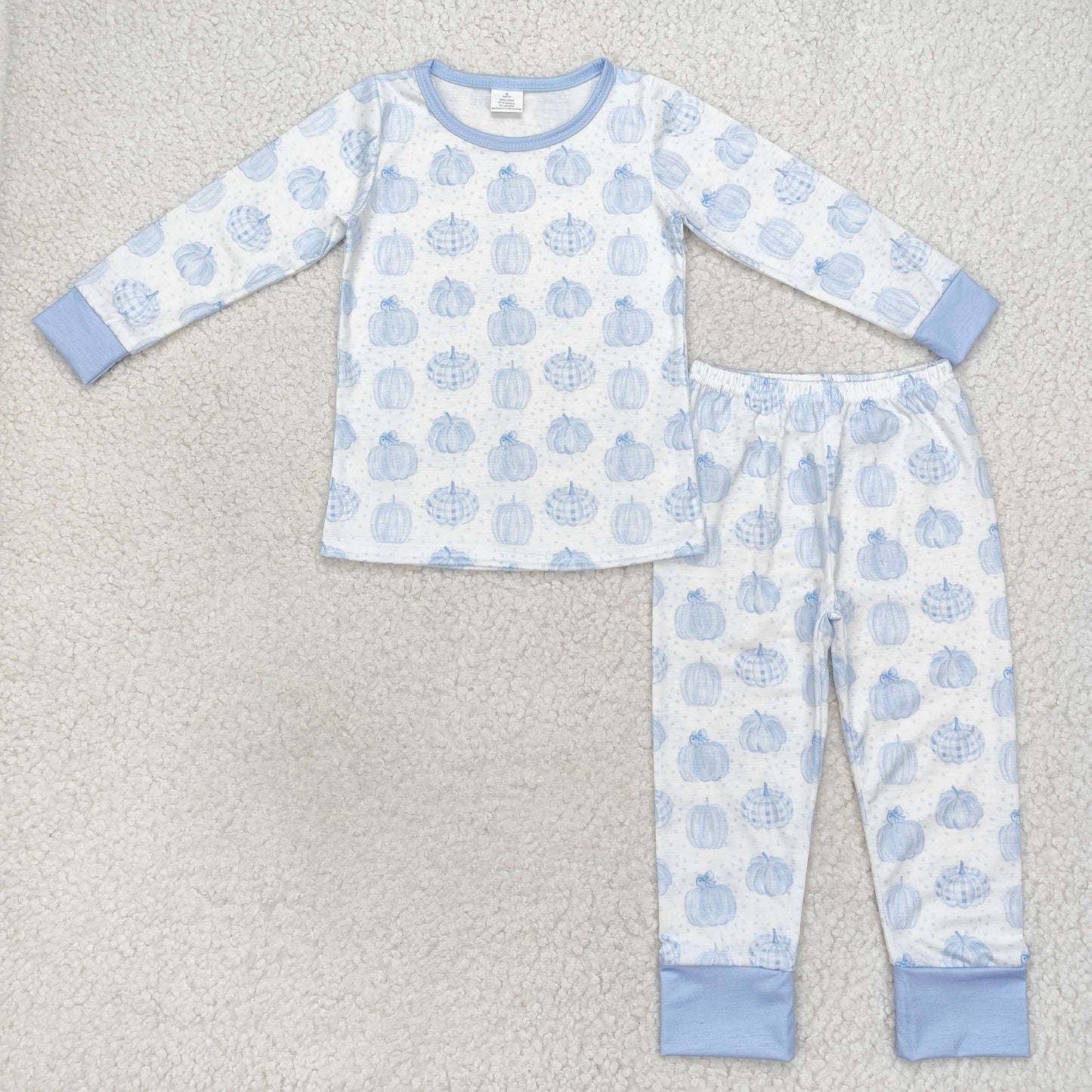 BLP0469 Boys blue pumpkin pajamas bamboo