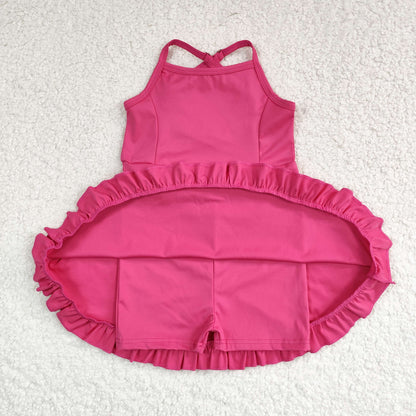 S0440 Girls hot pink Bathing Suit 1pcs