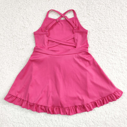 S0440 Girls hot pink Bathing Suit 1pcs