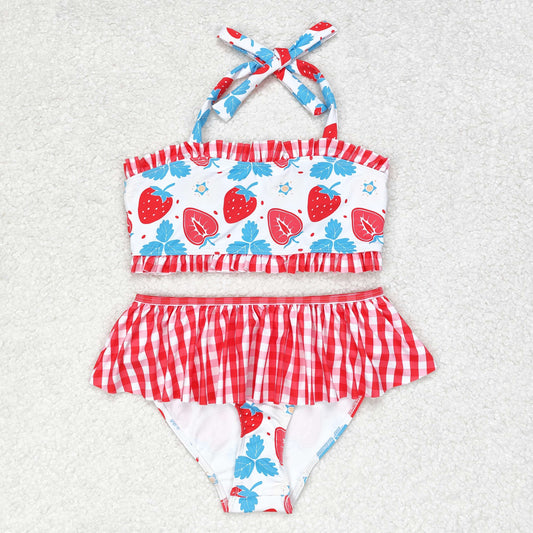 S0316 baby Girls Strawberry Bathing Suit 2pcs kids boutique wholesale clothing