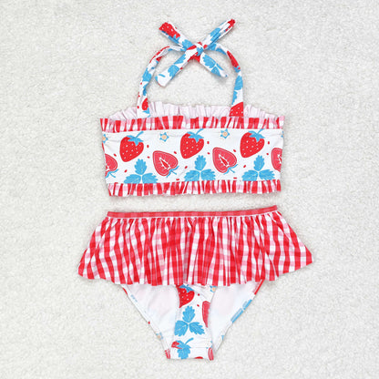 S0316 baby Girls Strawberry Bathing Suit 2pcs kids boutique wholesale clothing